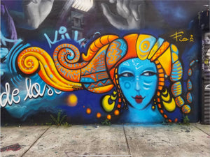 “Mona in Blue ” Mural by Fiorella Podesta, Art by Fio