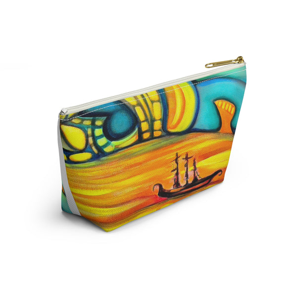 Vibrant Sunset Abstract Accessory Pouch — Colorful UFO Art T-Bottom Cosmetic Bag