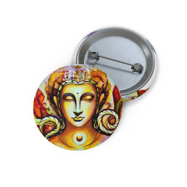 Buddha Art Pin Button — Spiritual Meditation Badge for Jackets & Bags