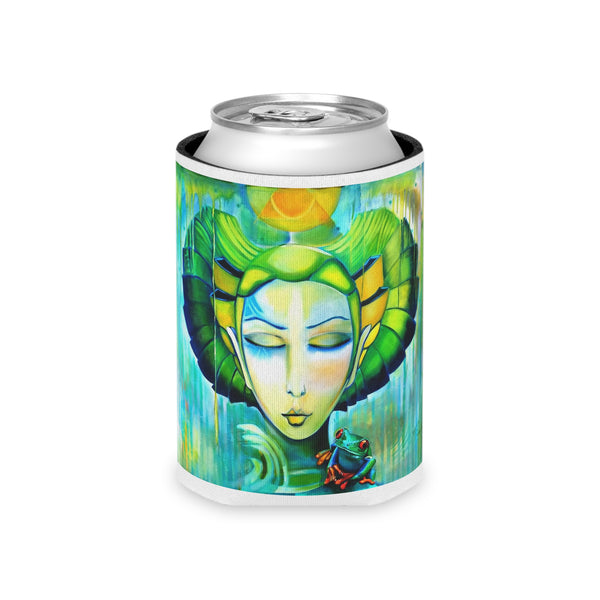 Enfriador de latas — Enfriador de latas con diseño de Diosa Verde y Rana