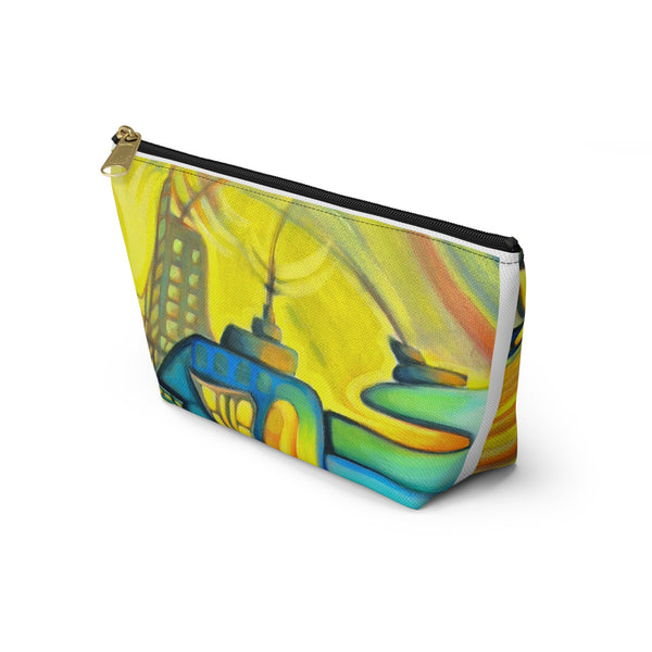 Vibrant Sunset Abstract Accessory Pouch — Colorful UFO Art T-Bottom Cosmetic Bag