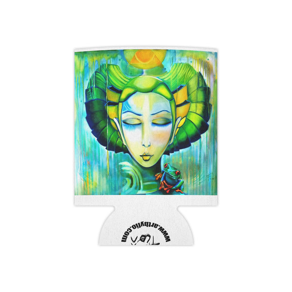 Enfriador de latas — Enfriador de latas con diseño de Diosa Verde y Rana