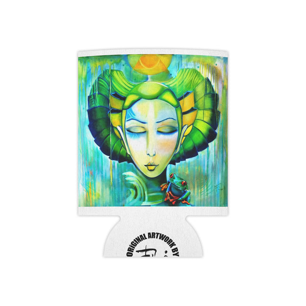 Enfriador de latas — Enfriador de latas con diseño de Diosa Verde y Rana