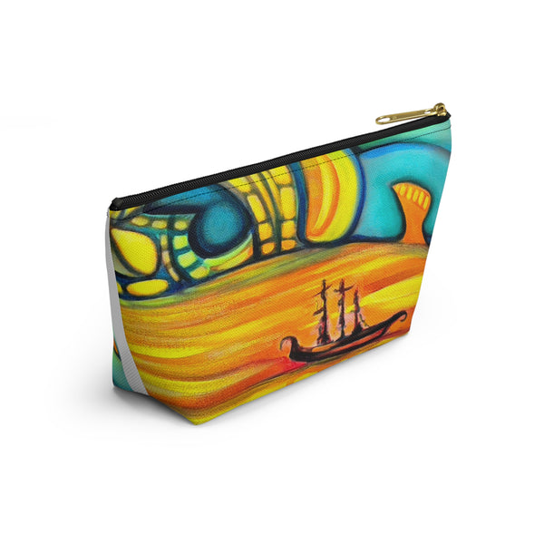Vibrant Sunset Abstract Accessory Pouch — Colorful UFO Art T-Bottom Cosmetic Bag
