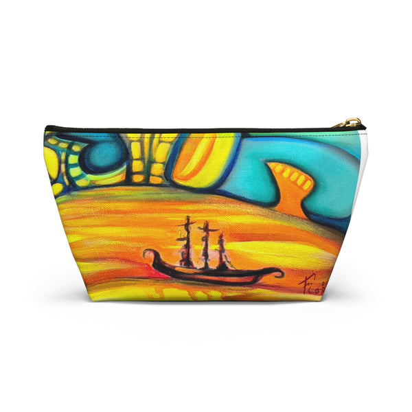 Vibrant Sunset Abstract Accessory Pouch — Colorful UFO Art T-Bottom Cosmetic Bag