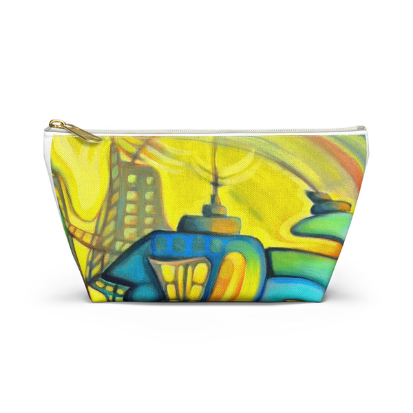 Vibrant Sunset Abstract Accessory Pouch — Colorful UFO Art T-Bottom Cosmetic Bag
